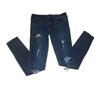 American Eagle Womens Size 6 Blue Stretch Jegging Jeans 27x28  Distressed